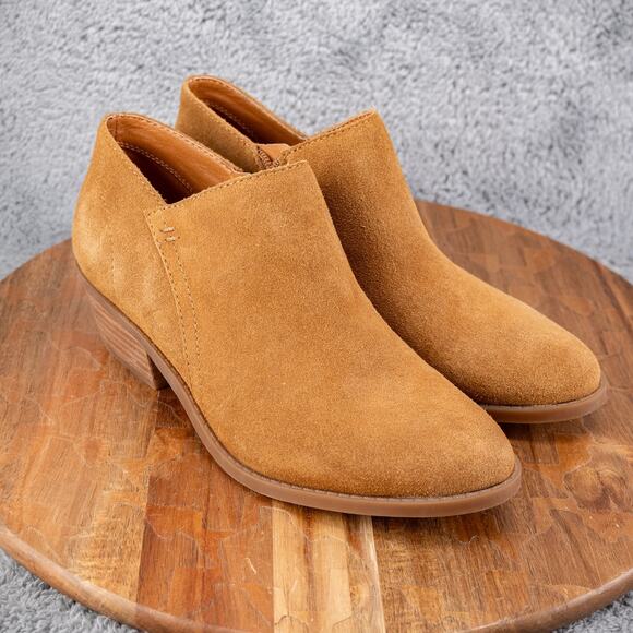 LUCKY BRAND FANKY BOOTIE SIZE 8 TOPANGA TAN SUEDE BROWN ANKLE BOOTS ZIPUP - Picture 1 of 6